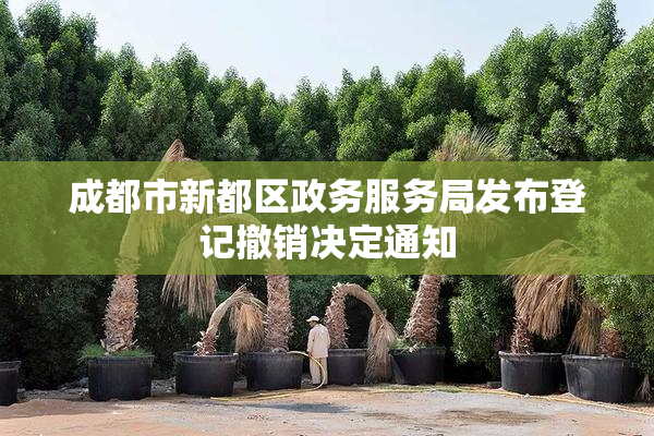 成都市新都区政务服务局发布登记撤销决定通知
