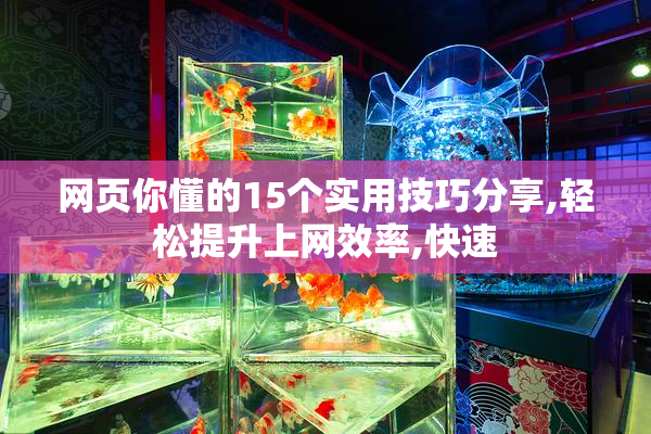 网页你懂的15个实用技巧分享,轻松提升上网效率,快速