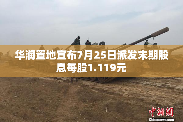 华润置地宣布7月25日派发末期股息每股1.119元