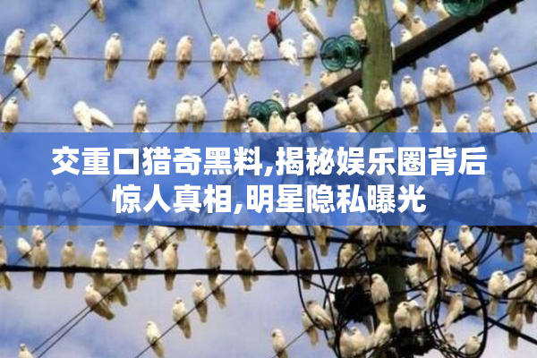 交重口猎奇黑料,揭秘娱乐圈背后惊人真相,明星隐私曝光
