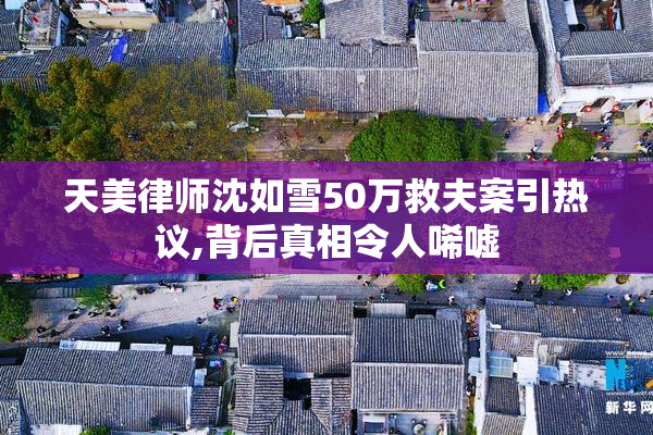 天美律师沈如雪50万救夫案引热议,背后真相令人唏嘘
