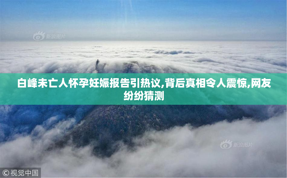 白峰未亡人怀孕妊娠报告引热议,背后真相令人震惊,网友纷纷猜测
