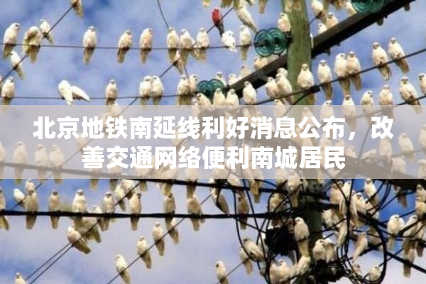 北京地铁南延线利好消息公布，改善交通网络便利南城居民