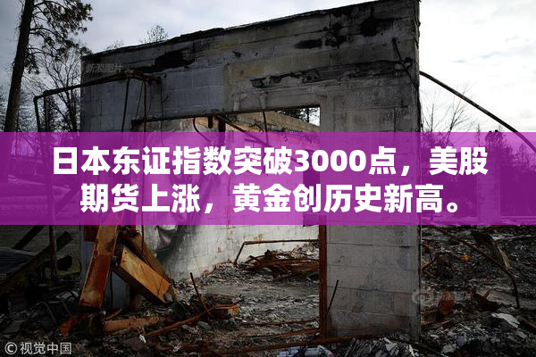 日本东证指数突破3000点，美股期货上涨，黄金创历史新高。