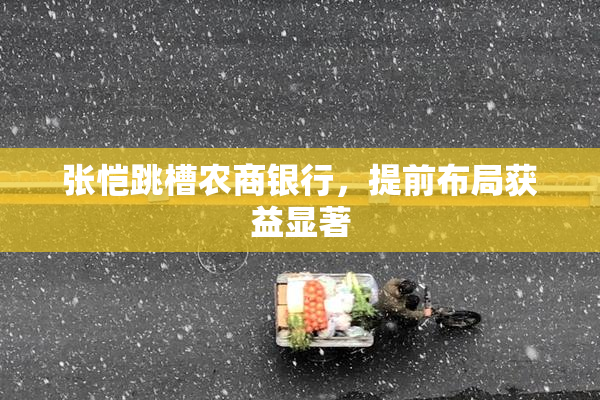 张恺跳槽农商银行，提前布局获益显著