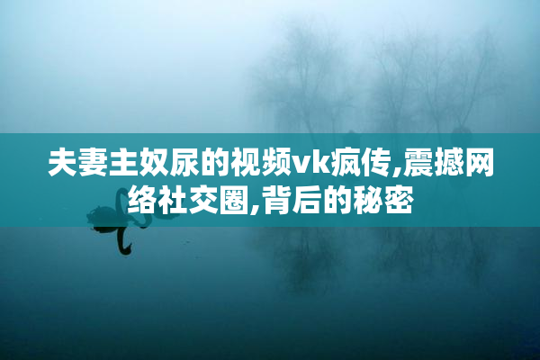 夫妻主奴尿的视频vk疯传,震撼网络社交圈,背后的秘密